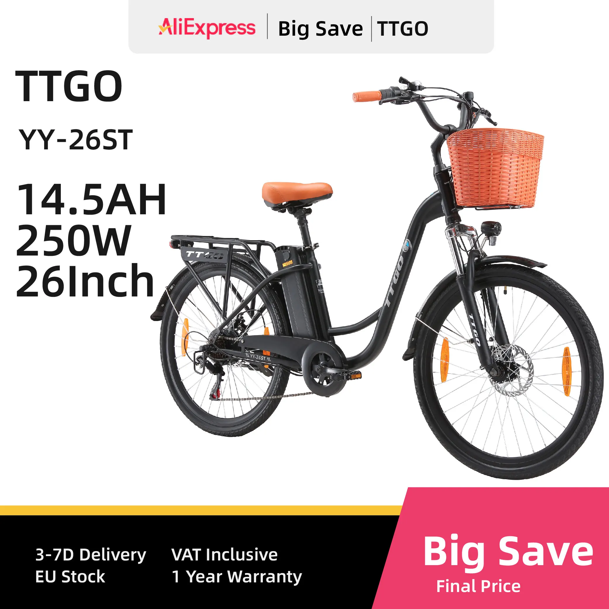 Ttgo YY-26ST Elektro fahrrad für Erwachsene 250w E-Mountain Elektro fahrrad für Männer 36v 17.5ah