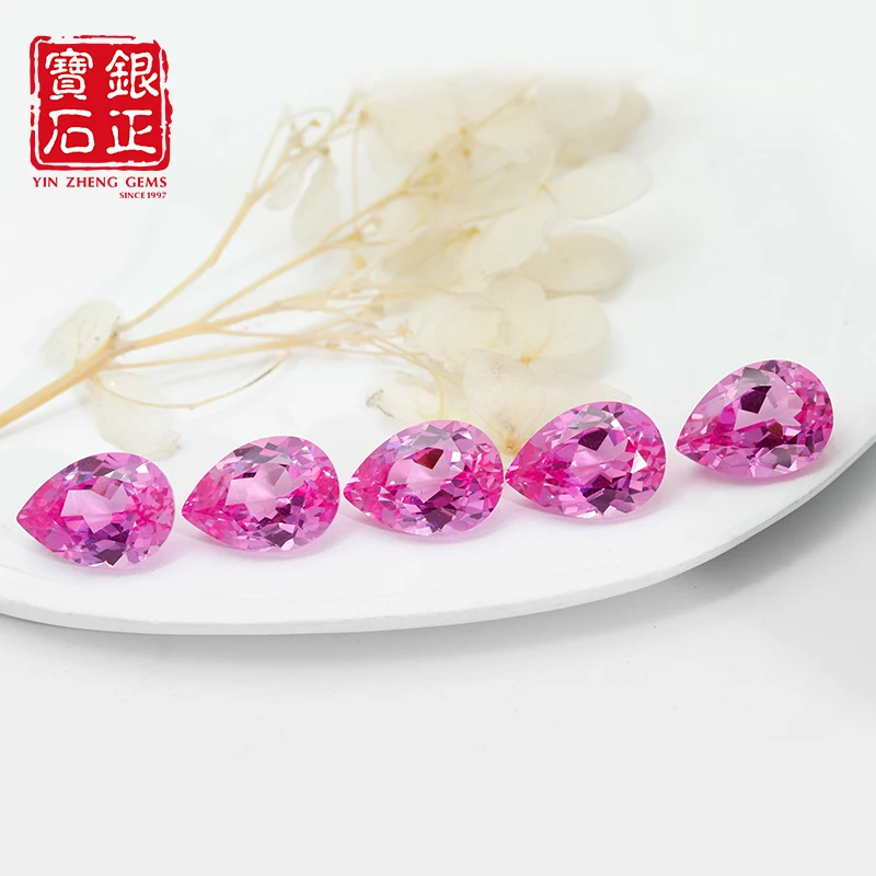 

Pear Shape Pink Sapphire Flame Melted Lab Grown Gemstones With Selectable Certifacate For Advanced Jewelry Rings Earrings Making
