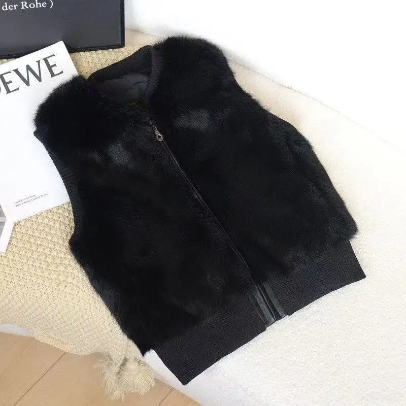 Autumn Winter Warm Natural Real Rabbit Fur Vest Short Coat Children's Wear Boys' And Girls' Fur Kawaii Tops Women Cute
