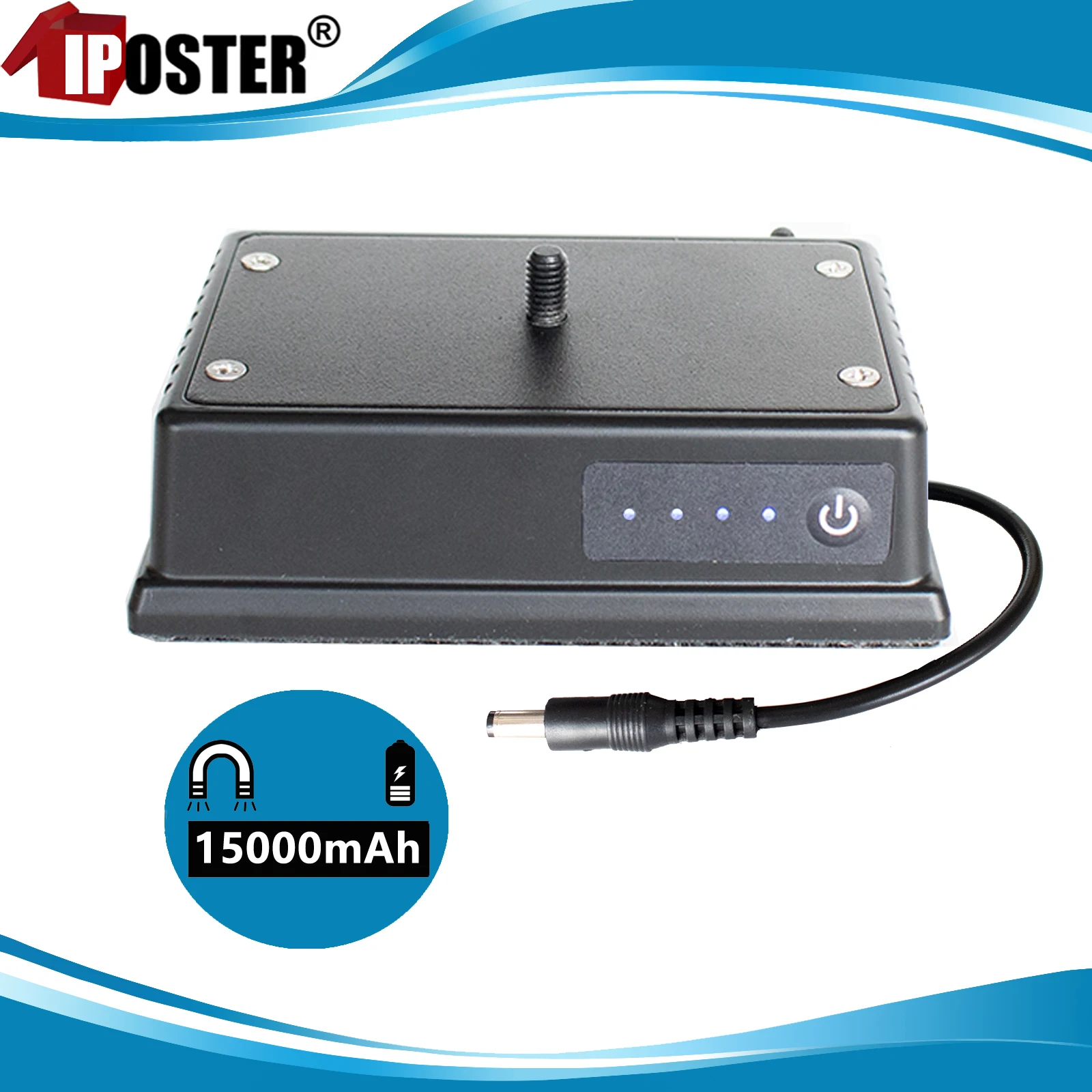 

iPoster Waterproof Magnetic Base Rechargeable Battery Power Bank 15000mAh 12V DC Plug For Wireless Backup Camera/Car Monitor