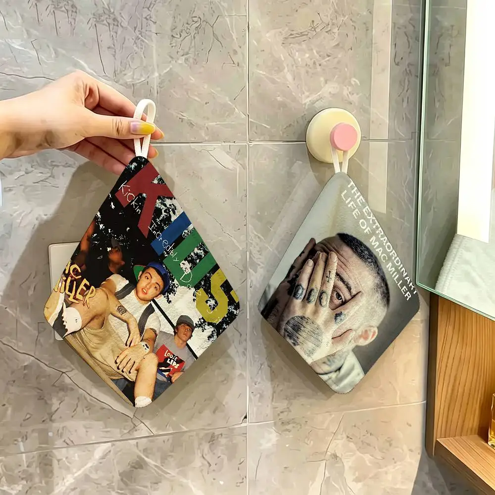Rapper Mac Miller Swimming Hanging Kitchen Towel, Polyester Cotton Material, Wear Resistant Hand Wiping Towel for Home