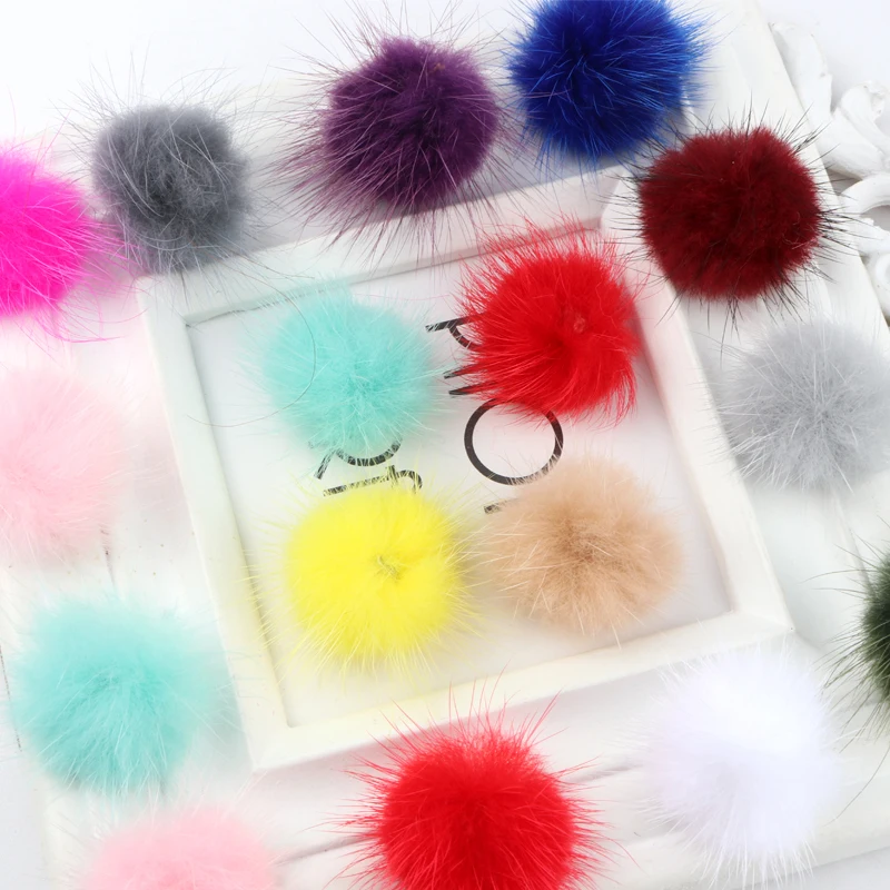 3CM/10PCS DIY Pompons Mink Fur Ball Pomom In Key Chains As Jewelry Colorful Pompoms For Headdress Earrings Accessories Crafts