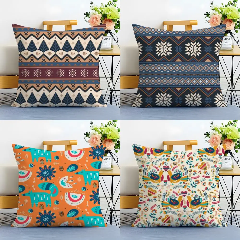 Classical Trend Moroccan Prints Flower Cushion Cover Linen Pillowcase Soft  for Sofa Bed Home Room Decor