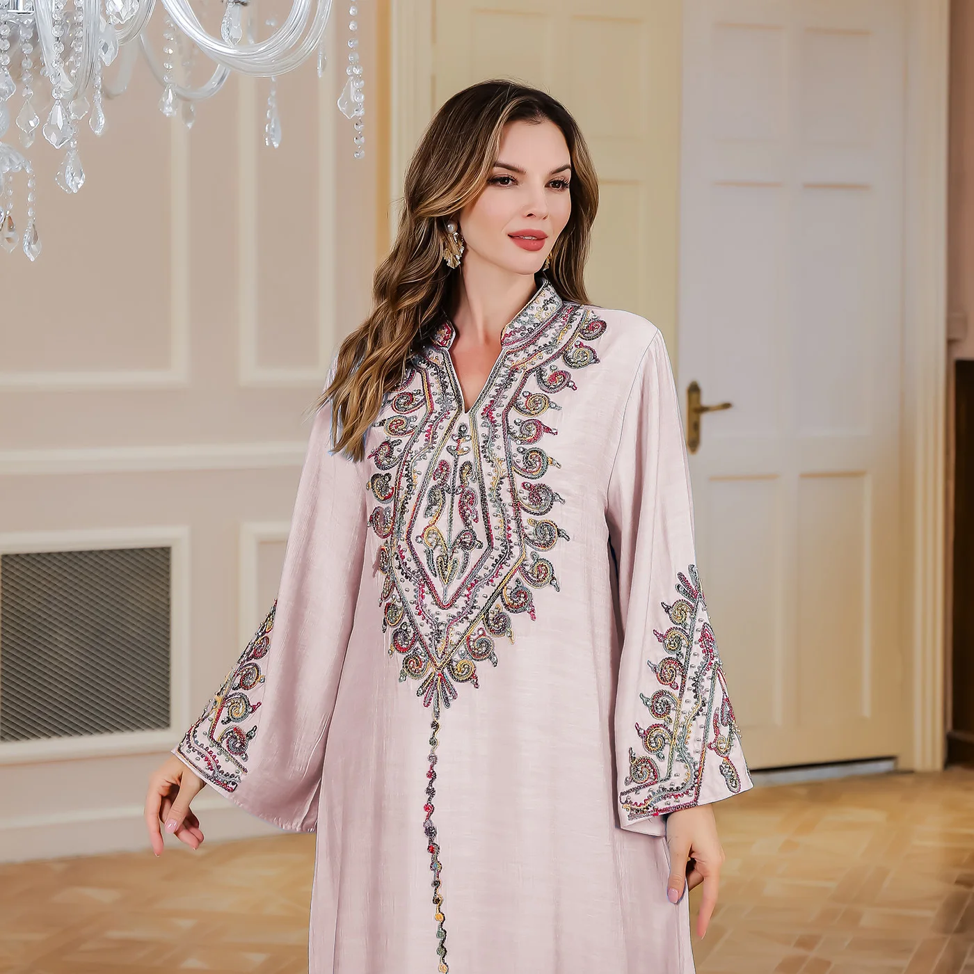 Eid Diamonds Abayas Dubai Luxury Muslim Women Maxi Dress Embroidery Party Gown Turkey Robe Islam Clothing Jalabiya Caftan Abaya