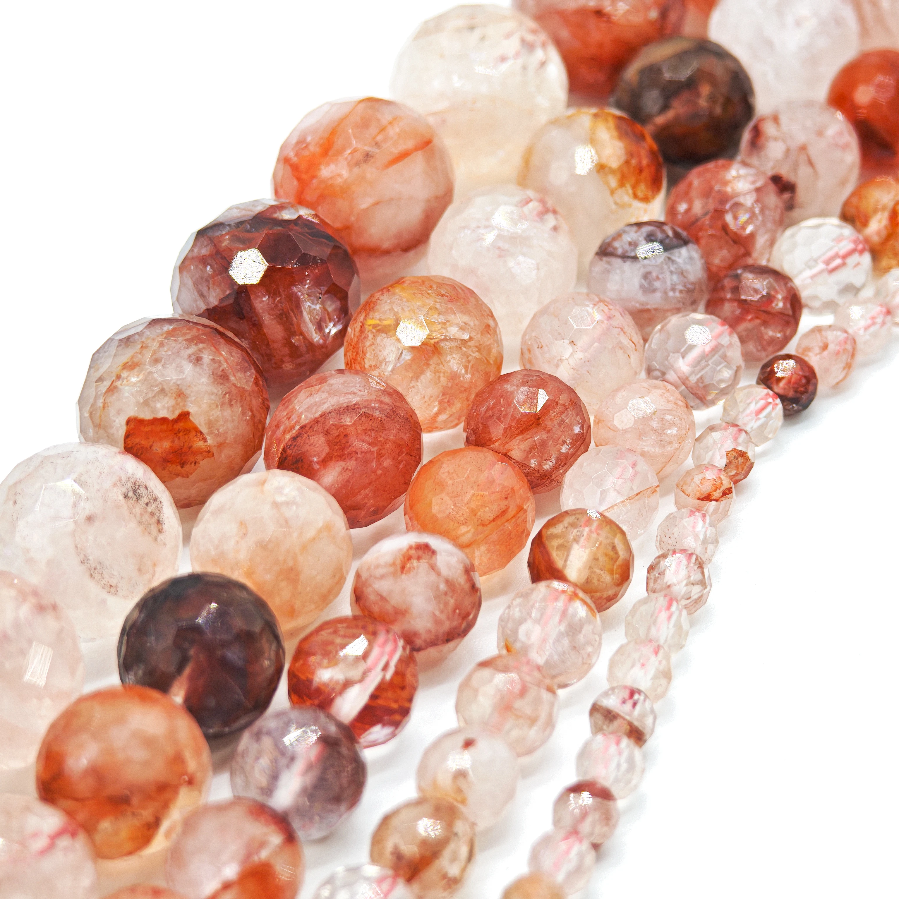 High - Quality Fire Quartz Beads for Jewelry DIY Sizes: 4/6/8/10/12/14mm, 15 Inches per Strand, Round with Chamfered Corners