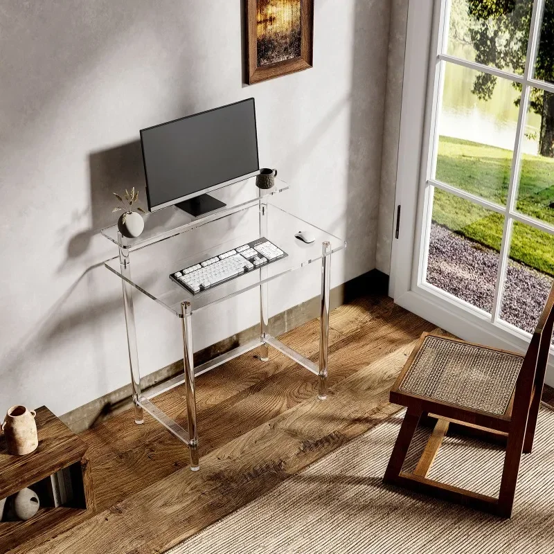 Acrylic computer desk with monitor holder