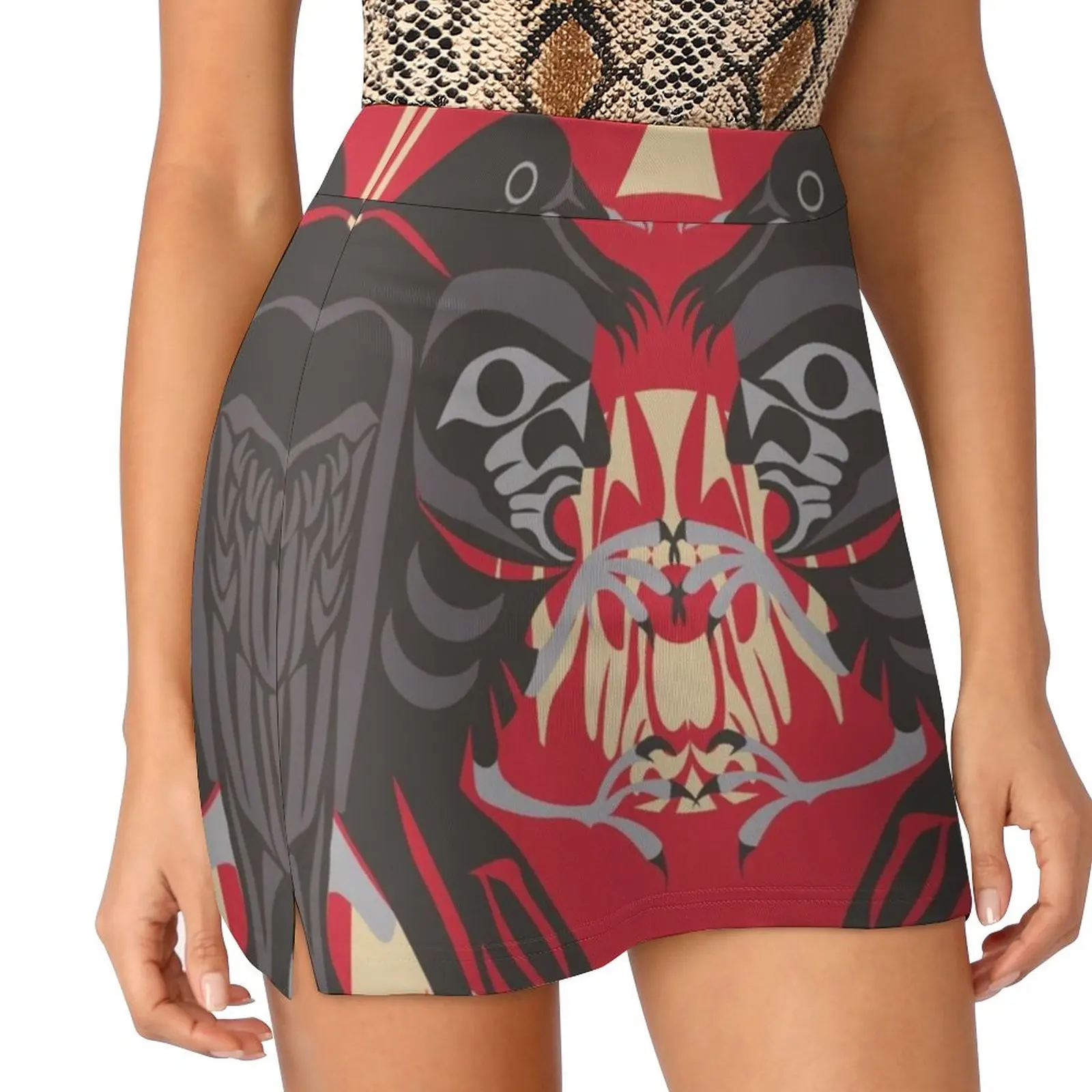 Raven Vision Women's skirt Mini Skirts A Line Skirt With Hide Pocket Crow Bird Corvus Brachyrhynchos Coast Salish Coast Salish