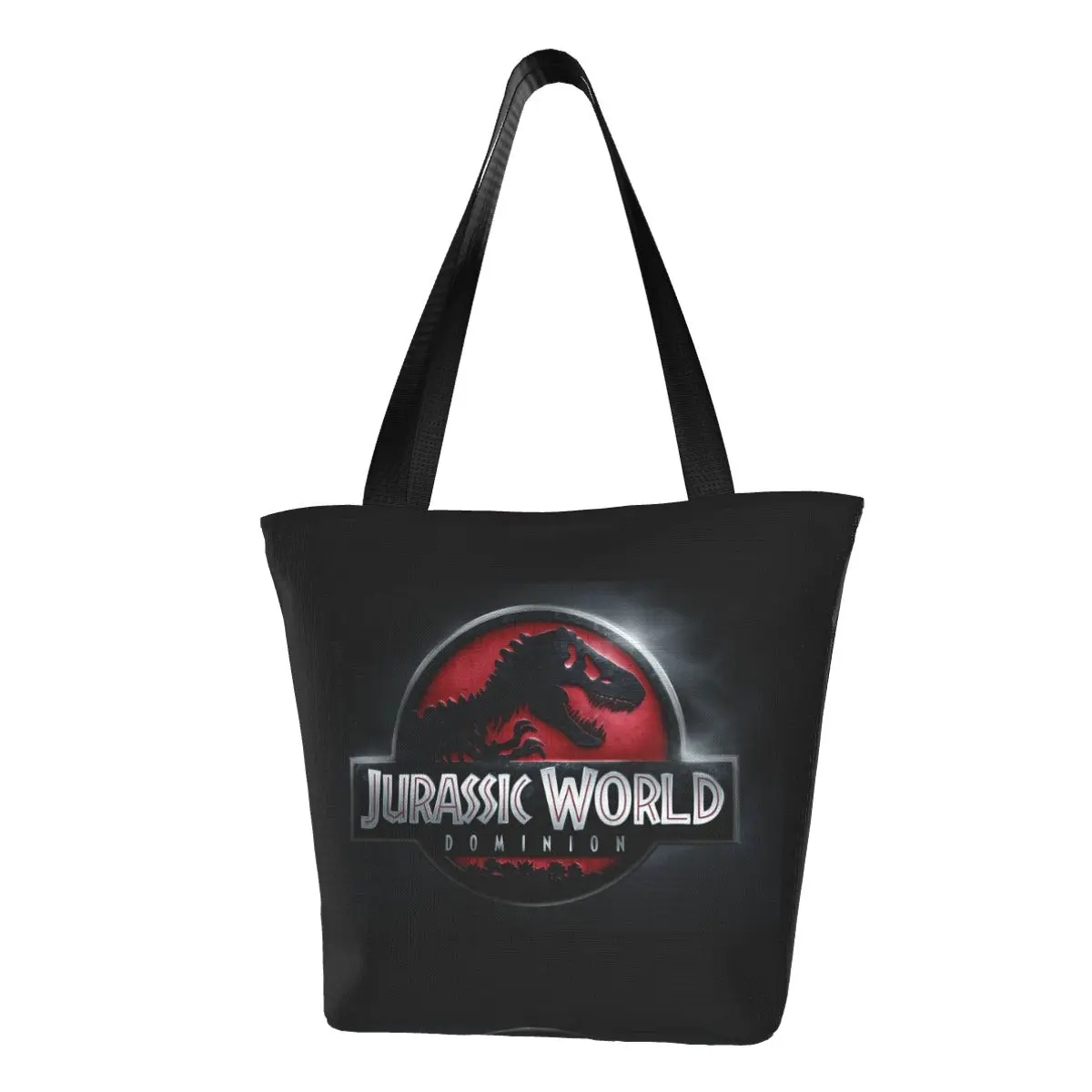 Custom Jurassic Park Shopping Canvas Bag Women Durable Grocery Ancient Animal Shopper Tote Bags