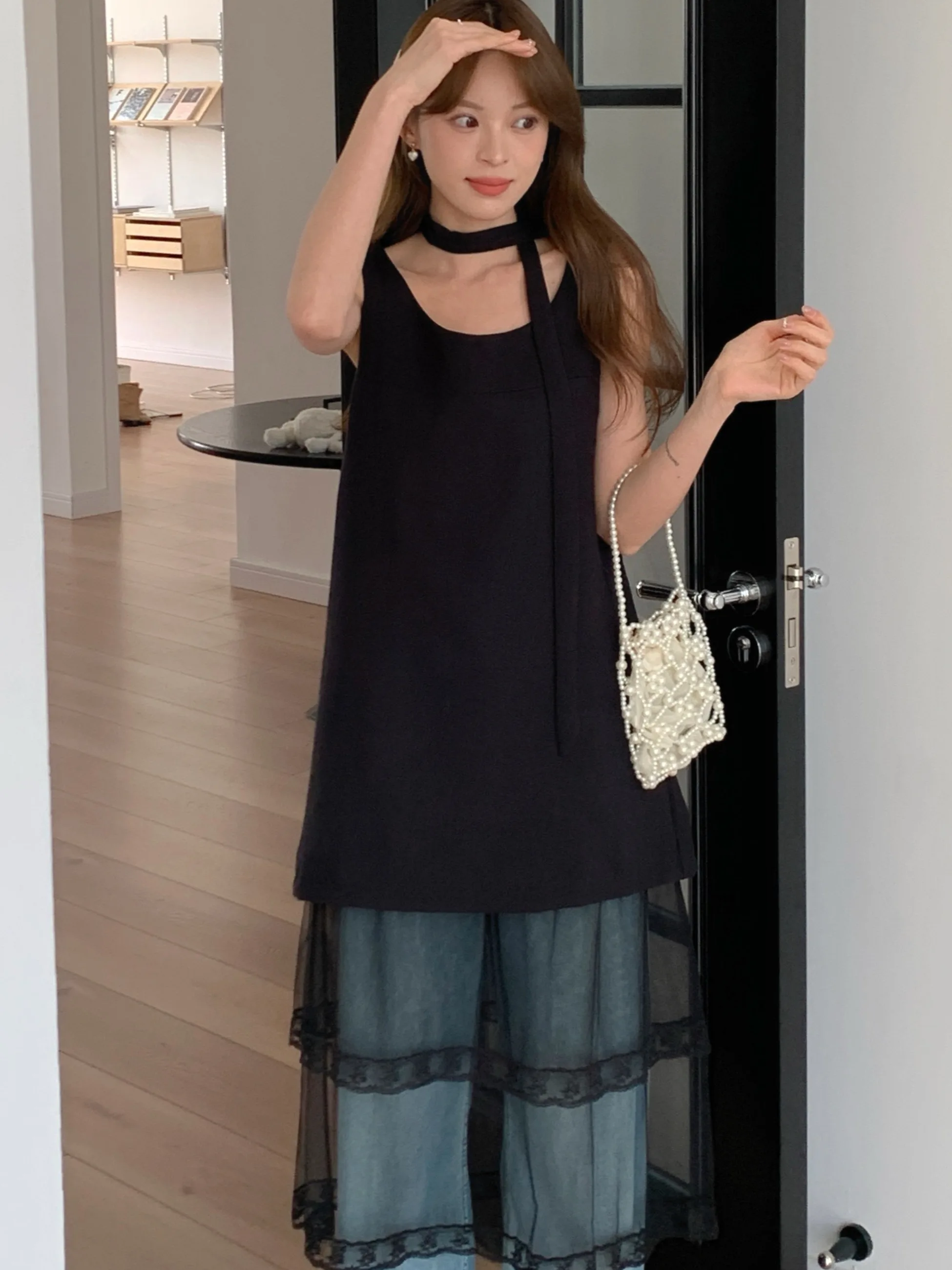 

Chic Summer Lace Me Waist Cinched Belted Strap Vest Dr Women's Commute Sle Regular Fit Medium Softn Online Exclusive