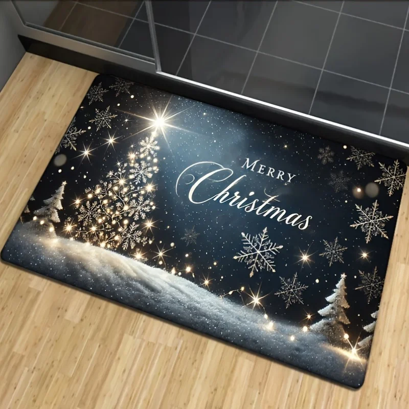 Christmas Carpet Romantic First Snow Door Mat Porch Soft Welcome Mat Rug For Bedroom Living Room Outdoor Carpet Home De