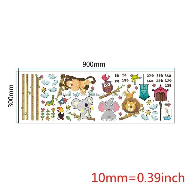 Chiều cao biểu đồ tăng trưởng tường nhãn dán trẻ tự dính vào trang trí phòng trẻ