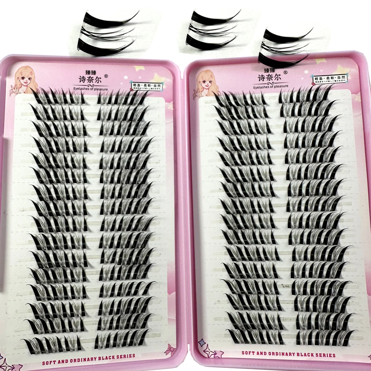 32Rows Fox Eye Manga  Cluster Lashes Cat Eye Lashes Individual Lashes Natural Look DIY Eyelash Extension Volume Lash Clusters