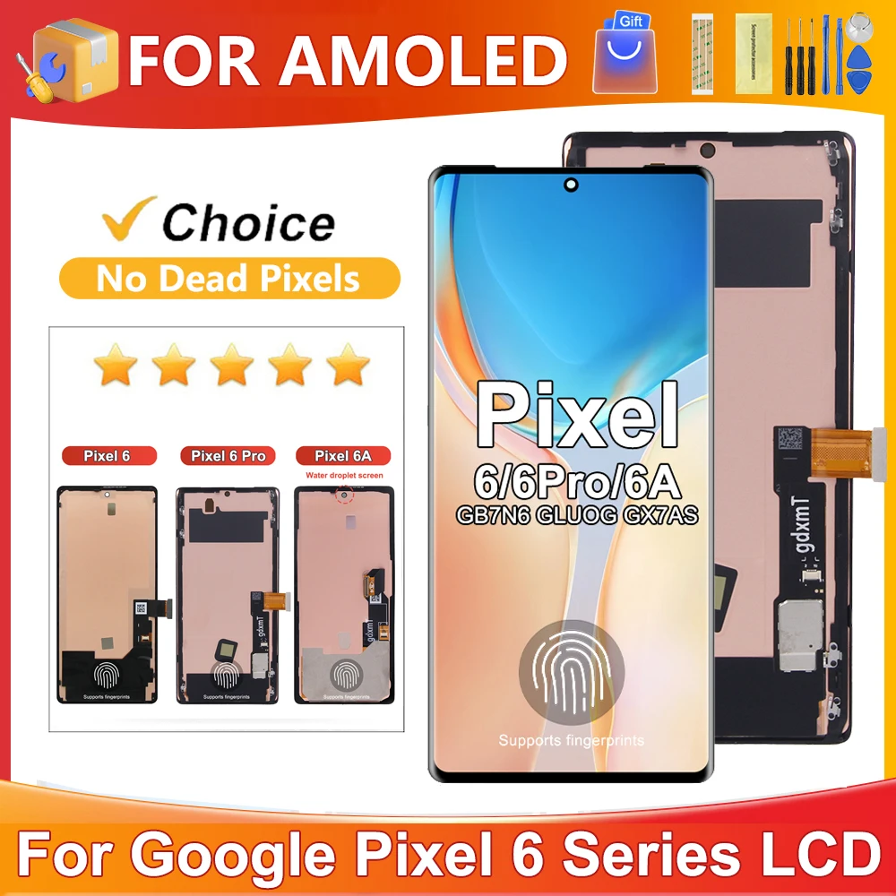 For AMOLED Pixel 6 Pro For Google Pixel 6 LCD Display Touch Screen Digitizer Assembly Replacement For Pixel 6A LCD Display