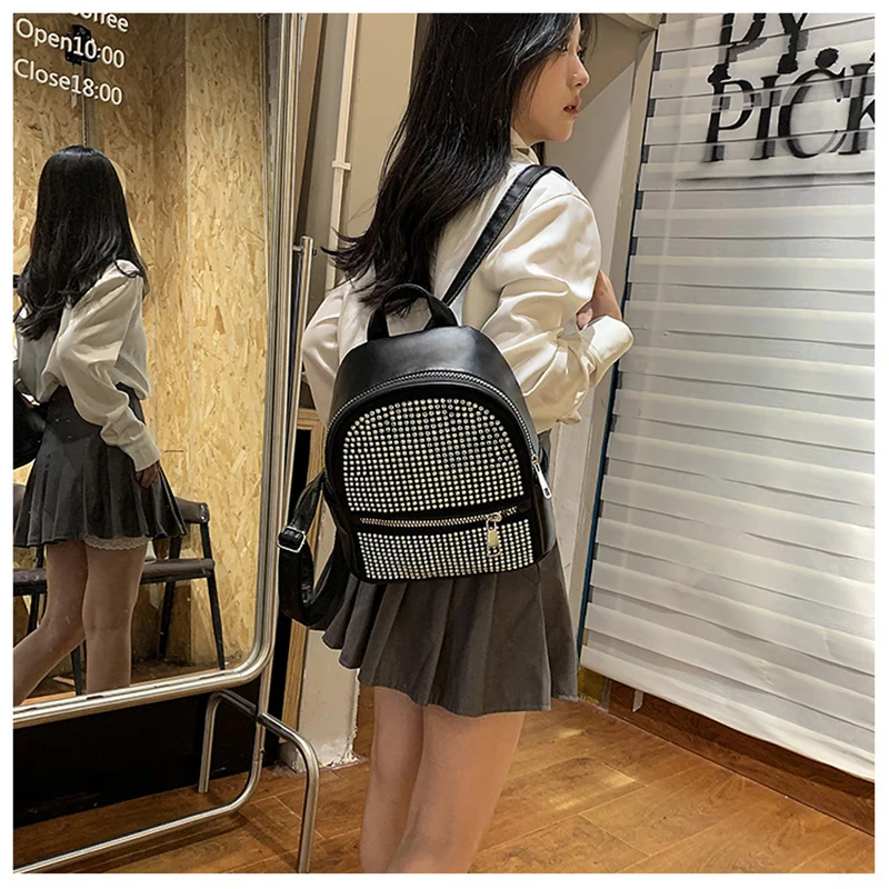 Personalised Rhinestone Backpack For Women Fashion Large Capacity Shoulder Bag Travel Shopping Rucksack Female Trendy Handbag