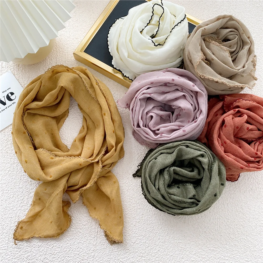 Feminino primavera outono verão xale algodão linho triângulo muffler moda all-match neckerchief lenço saco decorativo