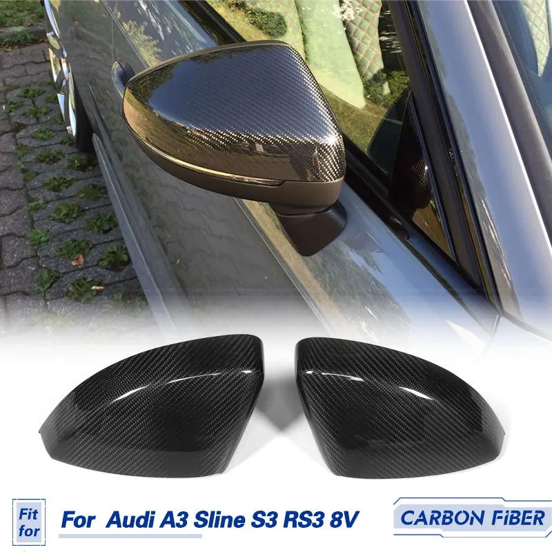 

Car Rearview Mirror Covers Carbon Fiber for Audi A3 Sline S3 RS3 8V 2014-2016 Racing Replacement Side View Mirror Caps Shell