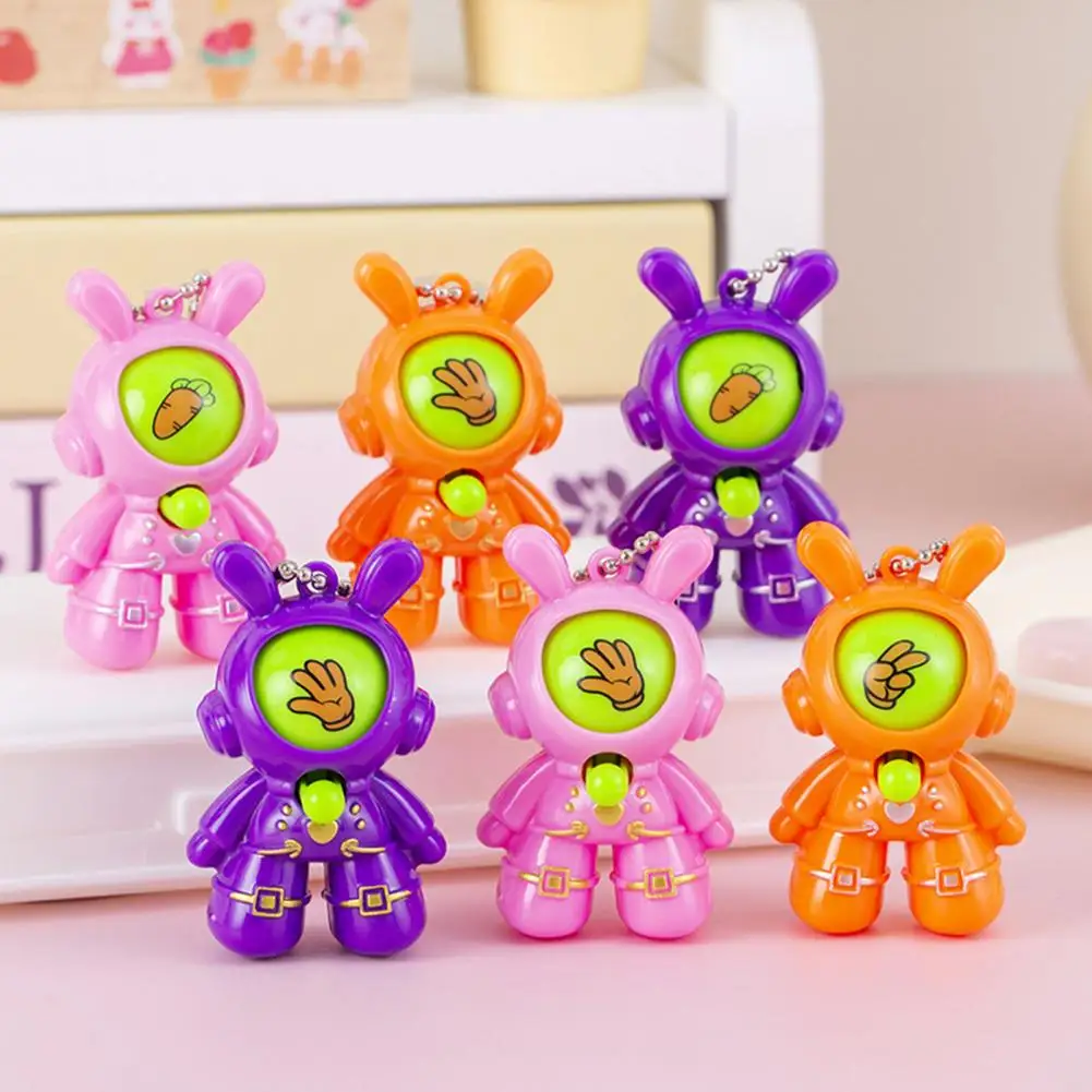 Finger-guessing Toy Set 30pcs Rabbit Astronaut Finger Toys Set Cartoon Keychain Party Favors with Bead Chain Rock Paper for Kids