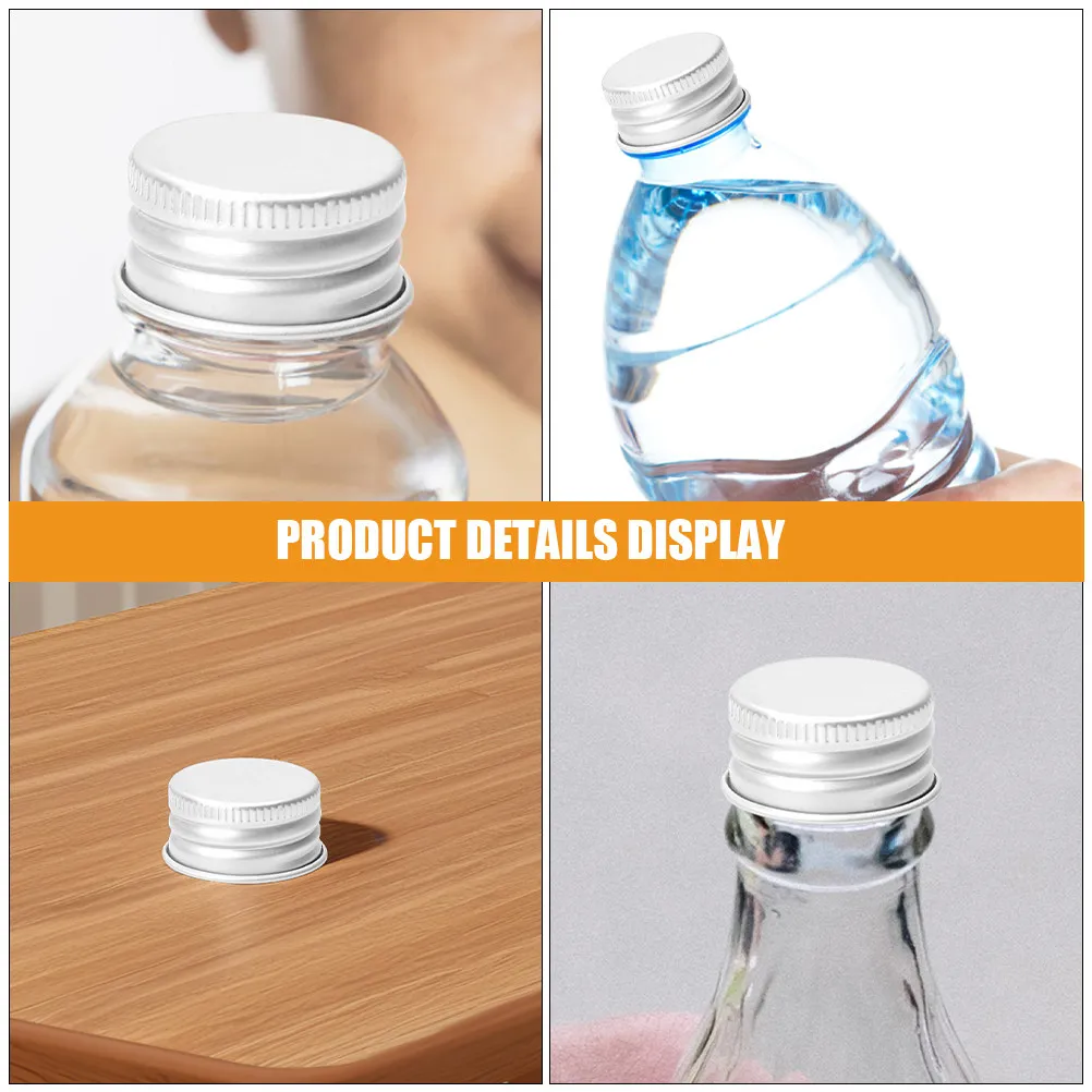 50pcs Transparent Bottle Aluminum Caps Threaded Screw Lids For Glass Milk Bottles Jars Leakproof Replacement Caps Kitchen Bar