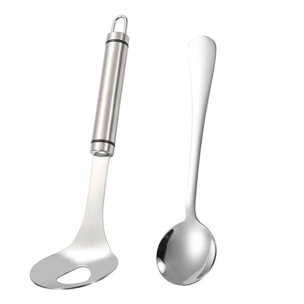 Stainless Steel Meat Baller & Soup Spoon Set,2Pcs Kitchen Cooking Tools, Meatball Maker Spoon with Hole & Long Handle Soup Ladle