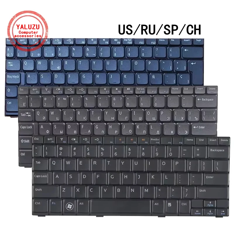 US/RU/SP/CH English/Russian/Spanish NEW Laptop Keyboard For Dell Inspiron Mini 10 1012 1014 1018 P04T P01T
