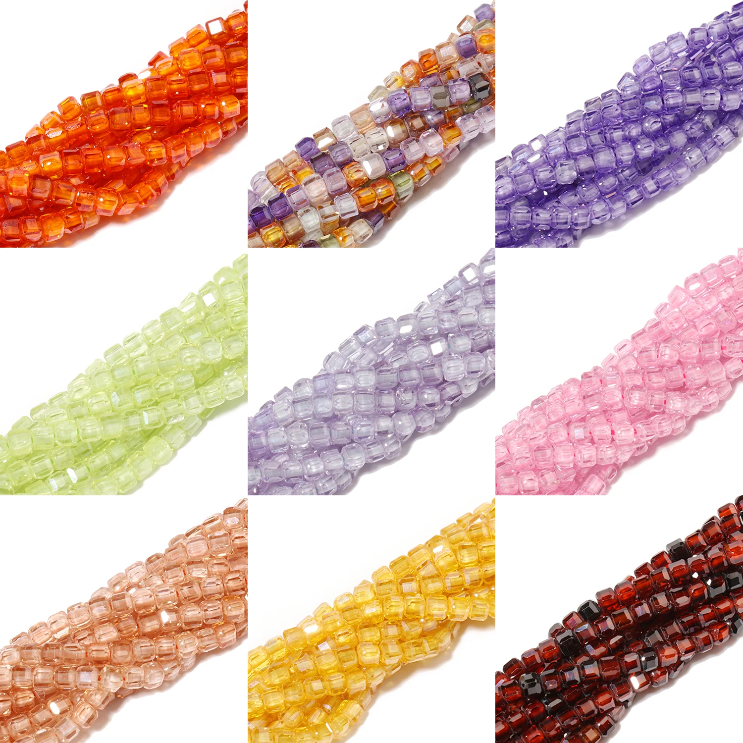 

2.5mm Faceted Cube Cubic Zirconia Rhinestone Beads Multicolor Zircon Square Tiny Beads for Jewelry Making Diy Bracelet Accessory