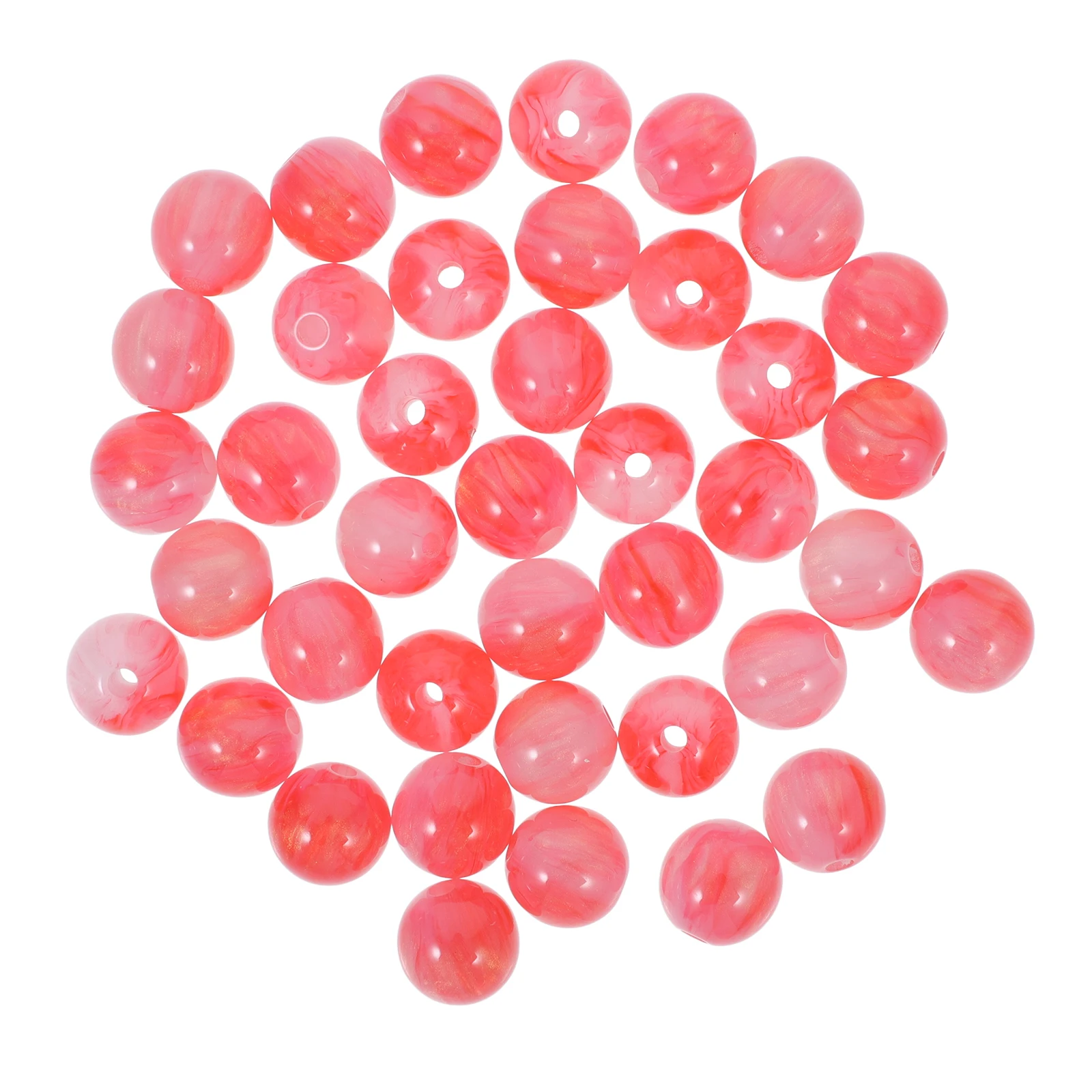 

40 Pcs Oil Painting Resin Beads Round Loose Accessories 10mm Colored Decorative Translucent Crafts Small Round Beads