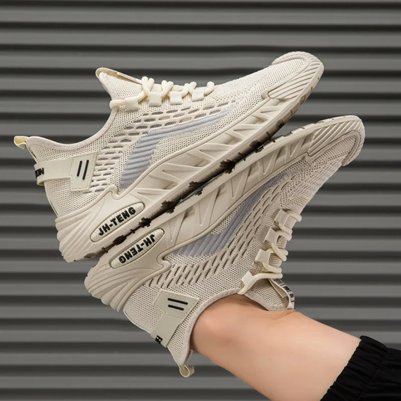 

Мужские спортивные туфли, сетчатые дышащие, на плоской подошве, Нескользящие, удобные, повседневная обувь для бега, на осень