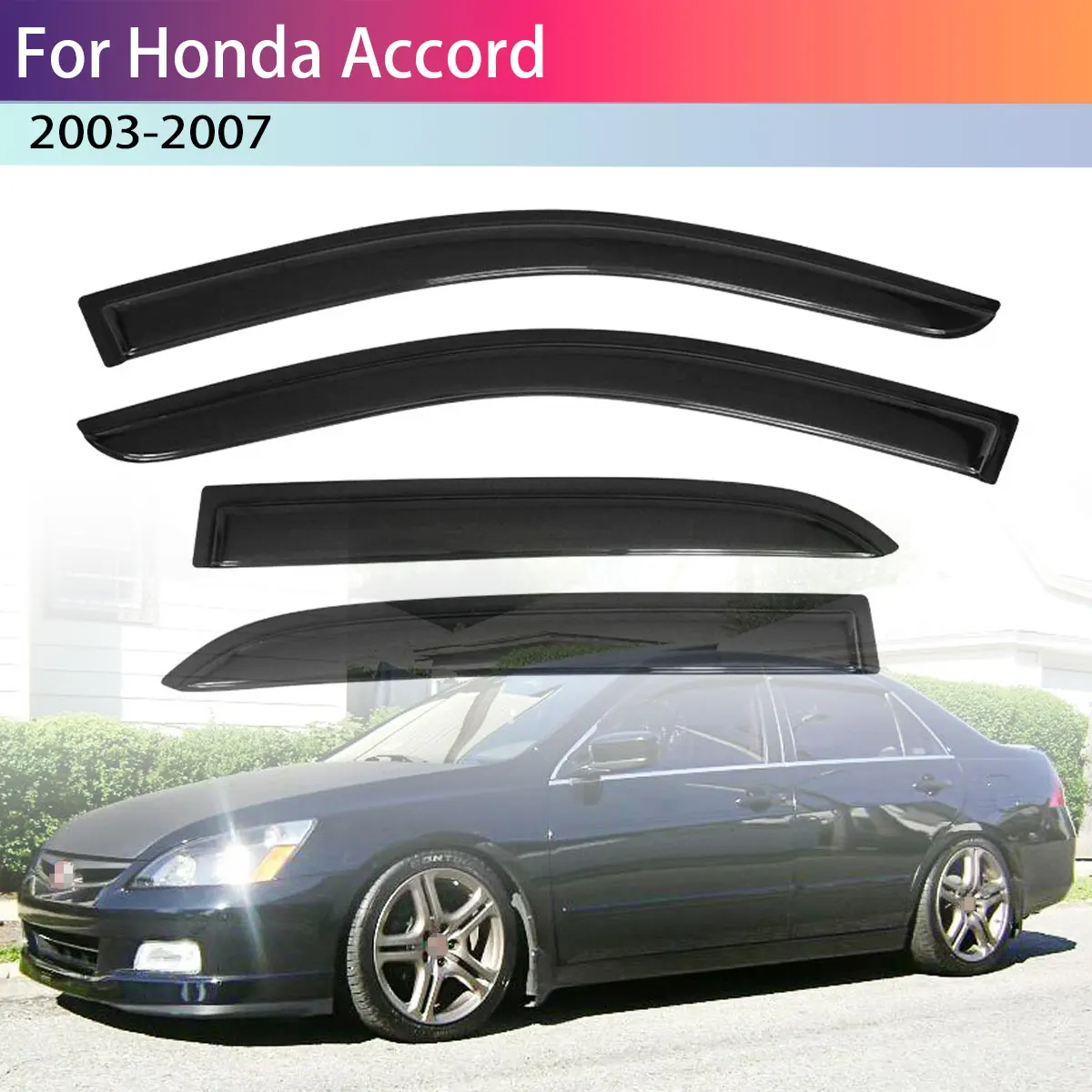 

Для Honda Accord 03-07 Седан: Дефлекторы окон (ветровики) от дождя и солнца, комплект из 4 шт.