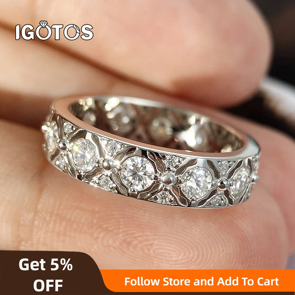 

Trendy Grid Full Moissanite Rings for Women 925 Sterling Silver Diamond Eternity Engagement Party Daily Bands Fine Jewelry Gift