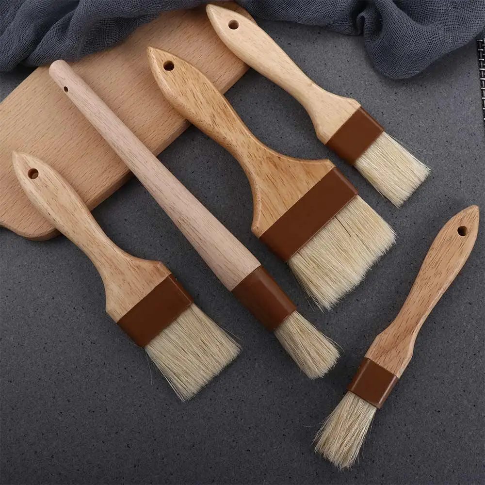 

Kitchen Cooking Brushes Barbecue Oil Brush Wooden Handle Bristle Brushes Flat Pastry Baking Brush