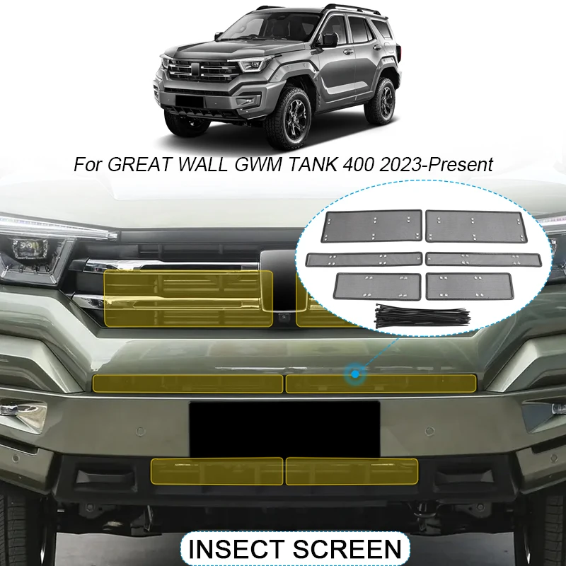 Car Insect-proof Air Inlet Protection Cover Insert Vent Racing Grill Filter Net Accessory For GREAT WALL GWM TANK 400 2023-2025