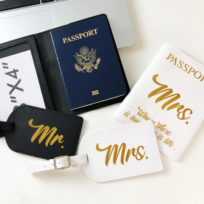 Mr Mrs Holder Luggage Tag Card Cover for Women Men Lover Couple Wedding Travel Gift