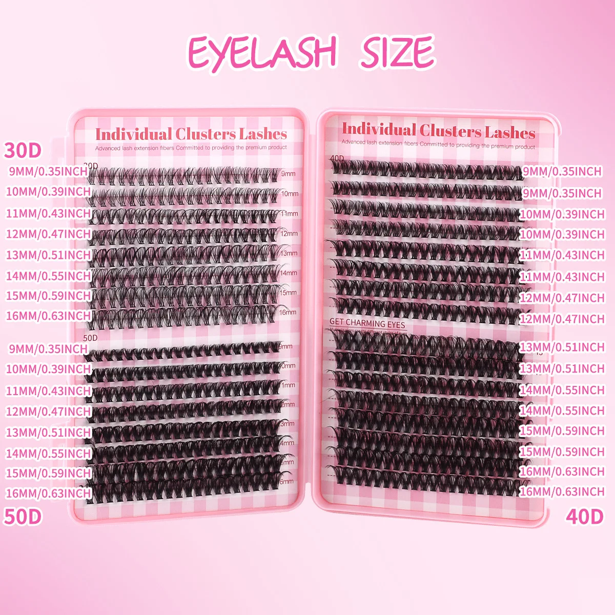 640束クラスタまつげエクステキット Dカール ふわふわ 厚みのあるミックス長さ 9-16mm つけまつげ グルー、ピンセット、ブラシ、シーラント付き