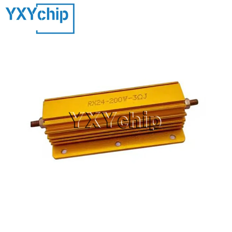 1szt RX24 200W Aluminiowa metalowa obudowa Rezystor drutowy 0,01 0,05 0,4 0,8 1 2,2 2,5 4 5 8 9 10 22 47 51 85 4K 22K Ohm — zdjęcie 4