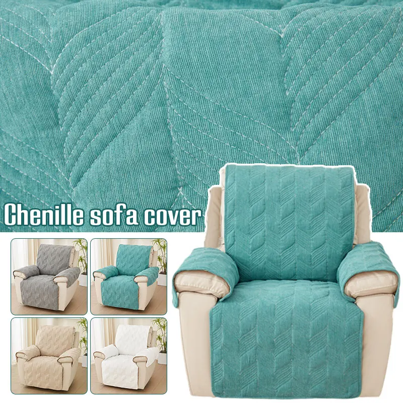 

Recliner Quilted Sofa Cover Cushion Armrest Pad Couch Slipcover Pet Protector Solid Color Single Seat Sofa Cover for Home Hotel