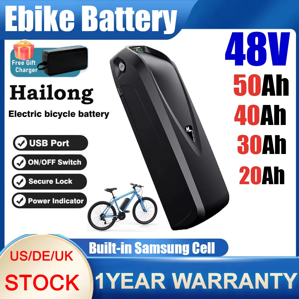 48v Hailong 40ah 60ah30ah 20ah (2000w) 50ah Battery 48v 30ah Bicycle V20 Fatbike Accu X Go Battery E Bike 48v 1000 Ebike Battery