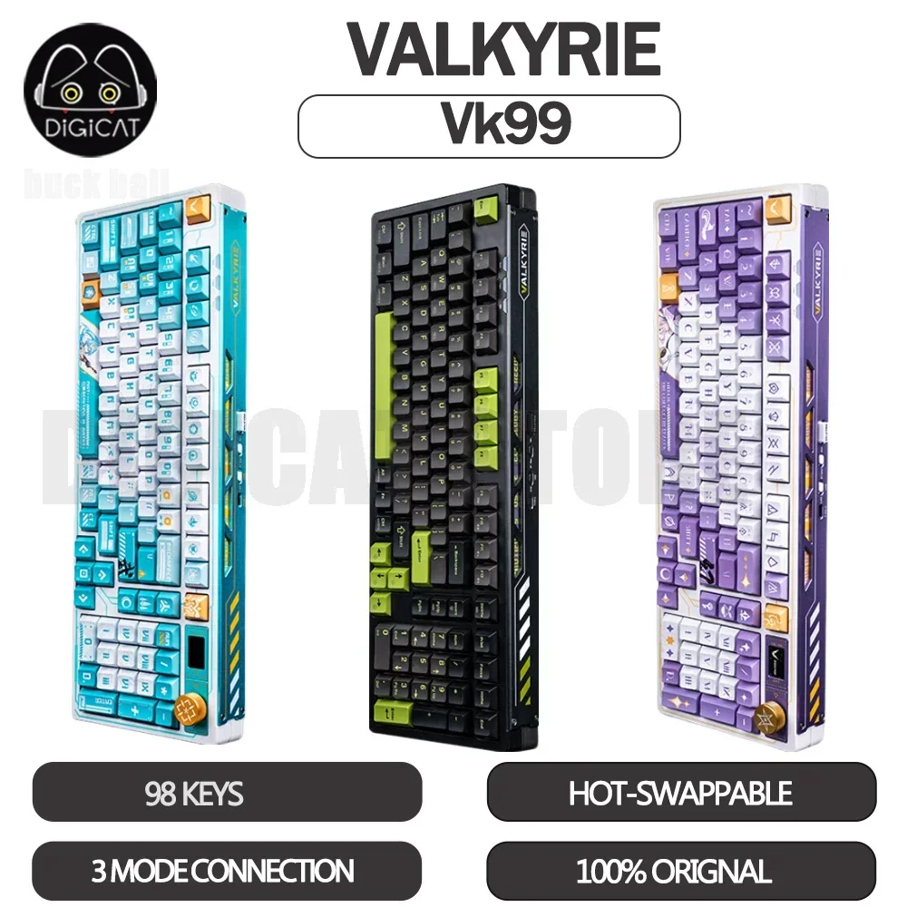 

VALKYRIE VK99 Gamer Mechanical Keyboard 3 Modes USB/2.4G/Bluetooth Wireless Keyboards Hot Swap RGB Backlit Gaming Keyboard Gifts