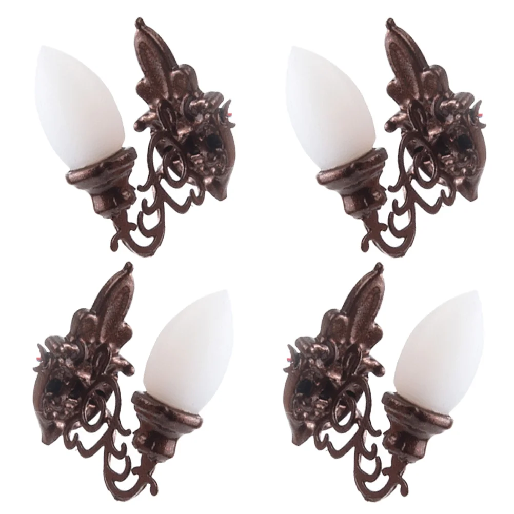 

4 Pcs House Dollhouse Wall Light Desk Stickers Decor Abs Miniature Tree LED Lamp