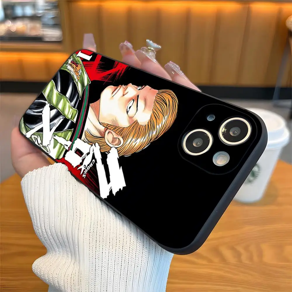 Casing Ponsel CROWS ZERO untuk iPhone 16 E 15 14 13 12 Mini 11 XR XS X Max 7 8 Plus Pro Max Cangkang Lunak Hitam
