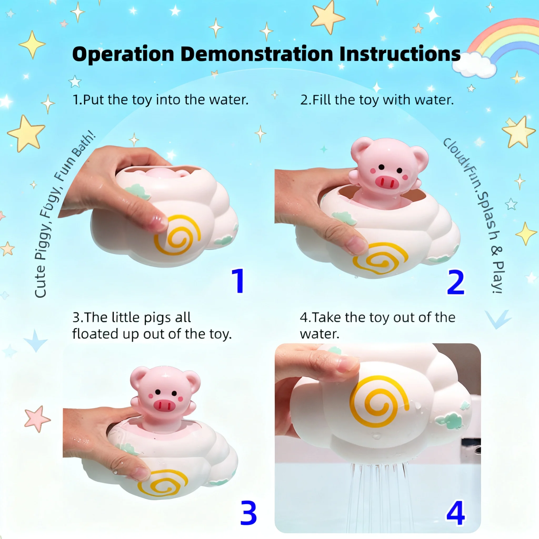 

Cute Baby Bath Toy Water Spraying Clouds Shower Bathing Swimming Water Playing For Kids Toy