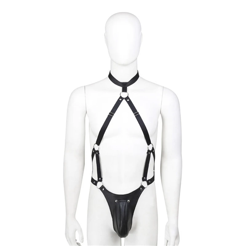 BDSM Gay Penis Pouch Leather Harness Men Open Crotch Full Body Bondage Clothes Sexy Party Clubwear Chest Harness Belts for Men