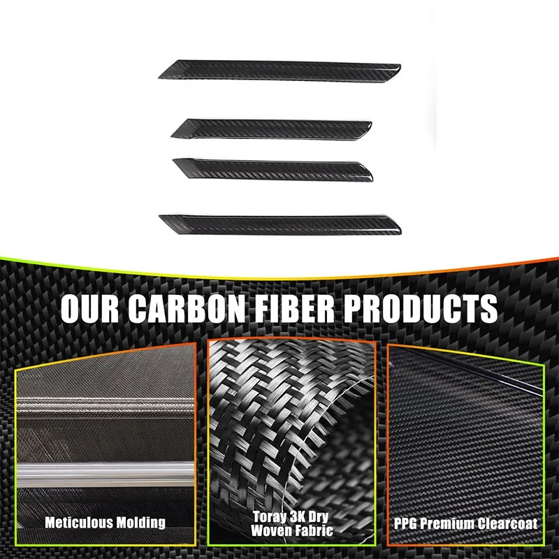 

4Pcs Real Carbon Fiber For BMW 5 Series G60 2024+ Car Door Inner Handle Behind Decorative Strips Stickers Interior Accessories