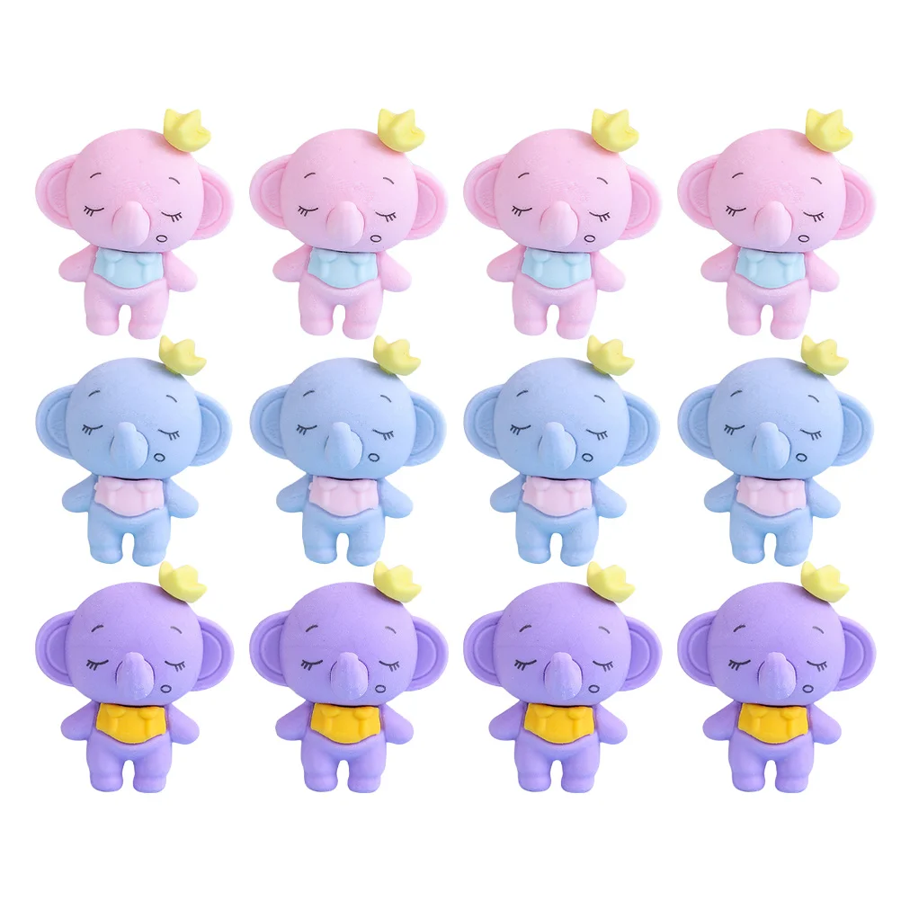 

36 Pcs Erasers Elephant Pencil Animal Top Ornament Cute Puzzle Tpr Desk Pet for