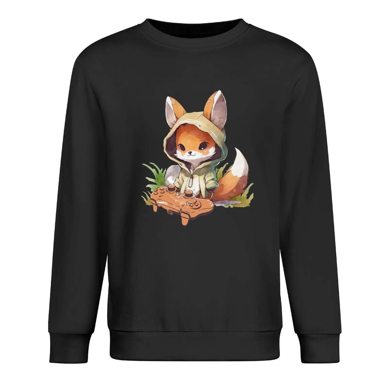 

Cute Fox Gamer in a Hoodie Pullover mens clothing graphic t shirts men korean style clothes hooded sweatshirts