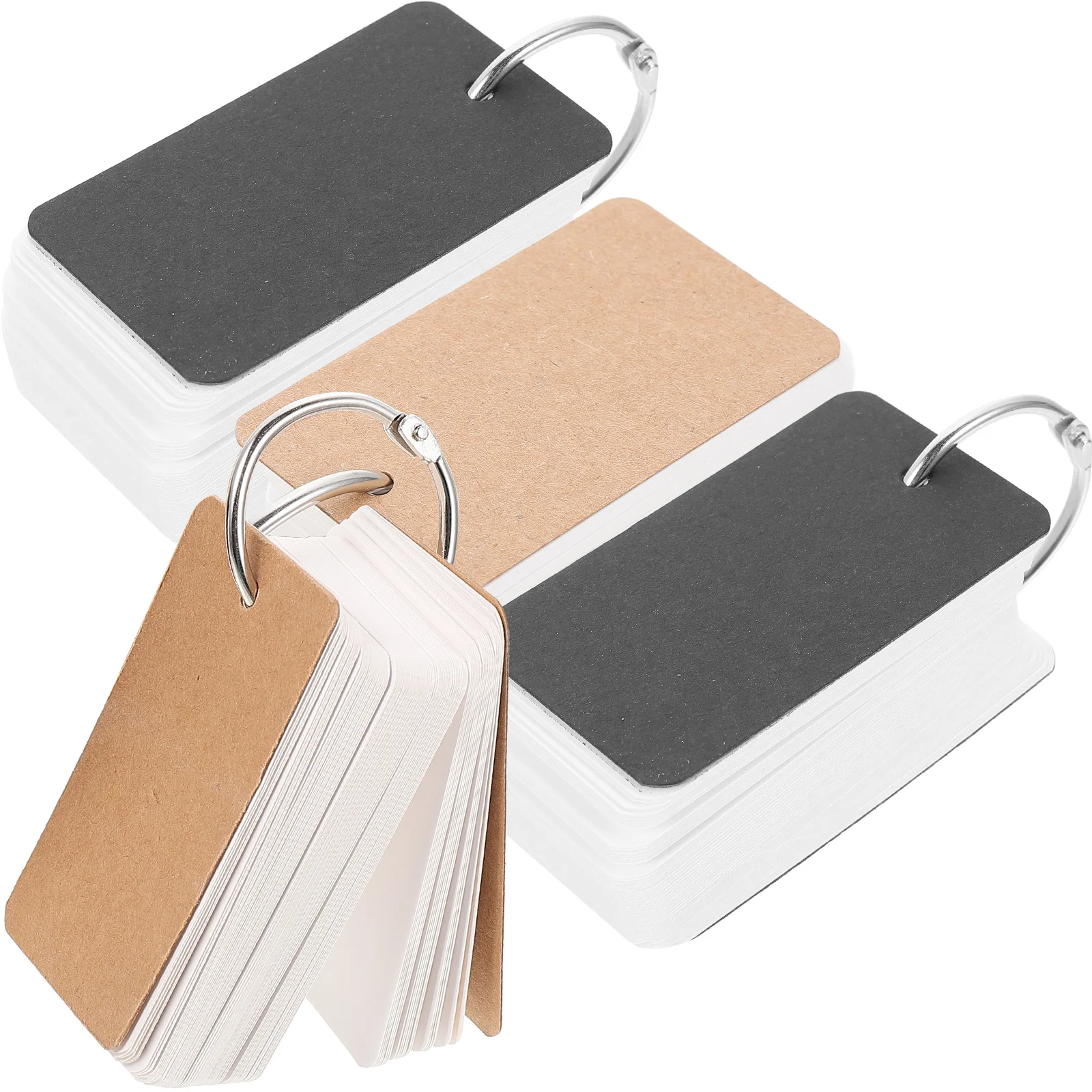 4 set di schede indice vuote Flashcard perforate con foro in cartoncino bianco per lo studio dell'ufficio scolastico Gioco per bambini Apprendimento della memoria portatile