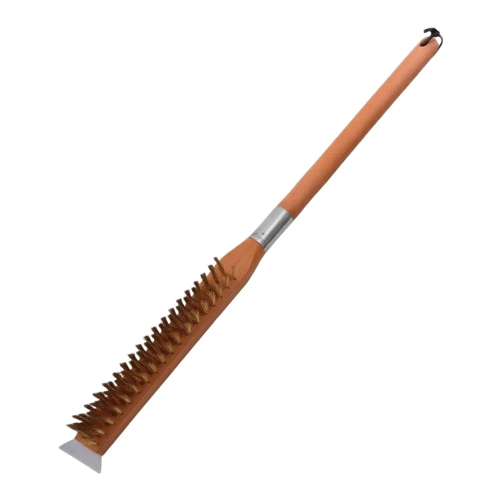 Wooden Handle Pizza Oven Brush 50cm Long Stainless Steel Bristles for Deep Cleaning Pizza Stones and Grill Grates