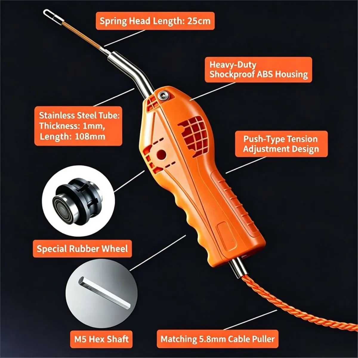 Special-Purpose Electrician Wire-Threading Aid, Fast-Pass Pipeline Wire Pulling Tool Efficient Labor-Saving Wire-Pulling