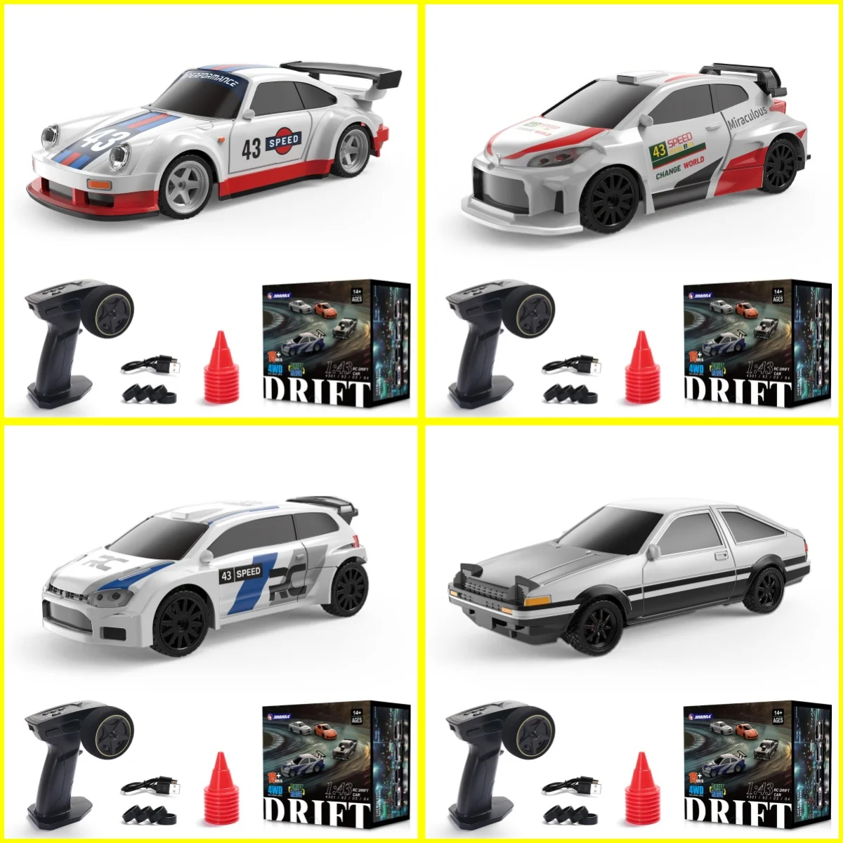 1/43 RC Drift Car RTR 4WD Four-wheel Drive Radio Control High Speed Model 2.4G Racing Drifting Cars Toy Model Birthday Gifts