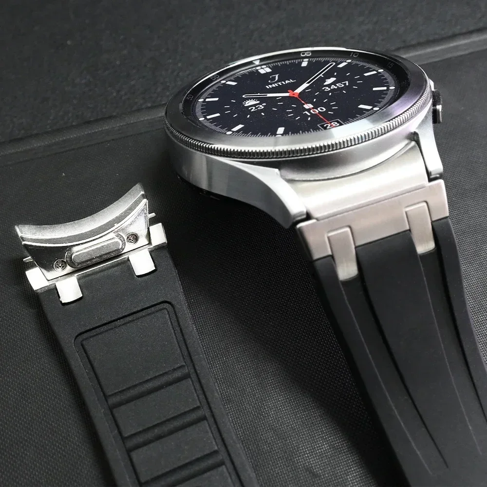 Quick Fit Rubber Loop Strap for Samsung Galaxy 7 6 44mm 40mm Silicone Band+plastic Case for Galaxy Watch 6 7 40mm 44mm Bracelet