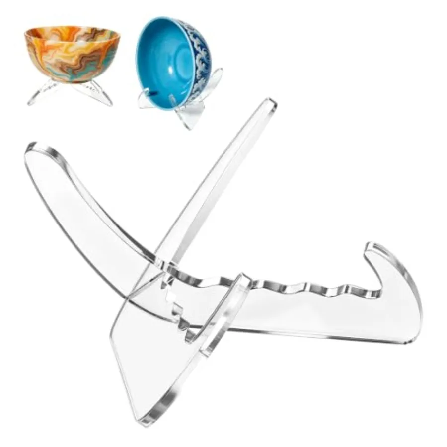 Bowl Display Stand X Shape Bowl Stand Holder 3.5 Inch Clear Acrylic Display Easel Base for Platter Small Plate Pottery Picture